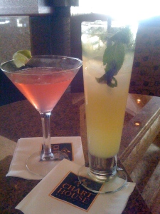 The Chart House Cosmopolitan and the Mango Mojito, hand-crafted by Mike.